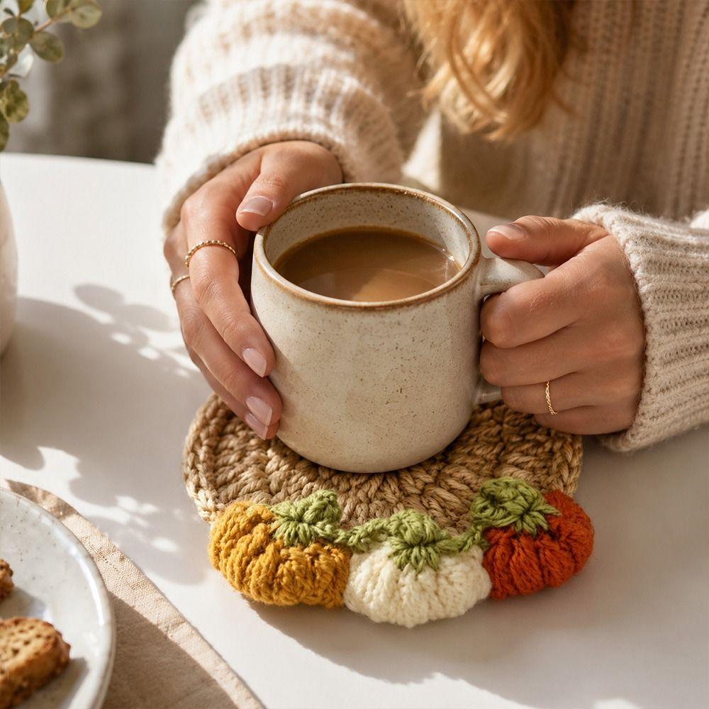 Handmade Crochet Craft Crochet Animal Coaster Heat Insulation Coffee Pad  Home Kitchen Table Decor