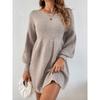 New Autumn Winter Women's Round Neck Sweater Lantern Sleeve Fashion Commute Casual Dress