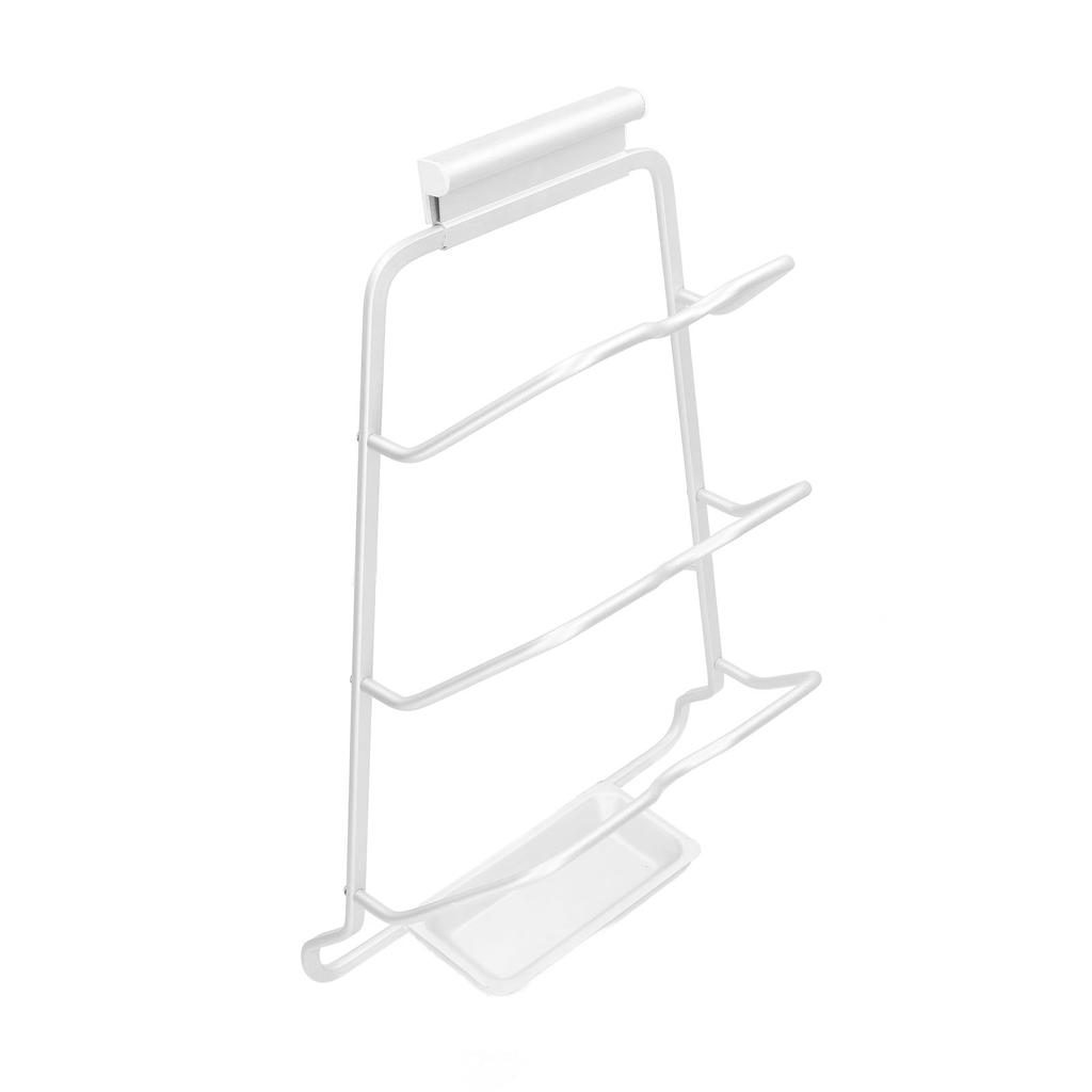 Pot Lid Organizer 30kg Load 3 Lid Capacity S Shaped Trough Space Aluminum Pot Lid Holder with Drip