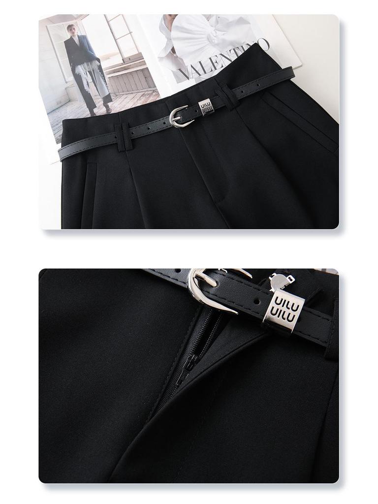 Women's Off-White High-Waisted A-Line Suit Shorts: Spring/Summer 2025 Casual Wide-Leg Slimming Fit