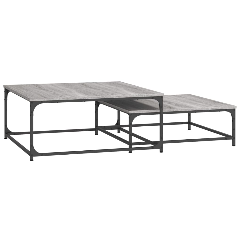  Slotted Tables, 2 Pcs, Grey Sonoma Oak