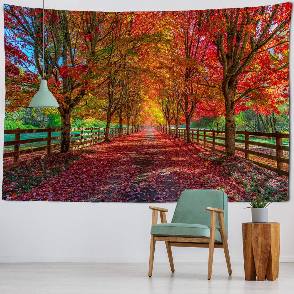 Natural Forest Landscape Tapestry Wall Hanging Garden Landscape Home Living Room Bedroom Dormitory Decoration Background Cloth