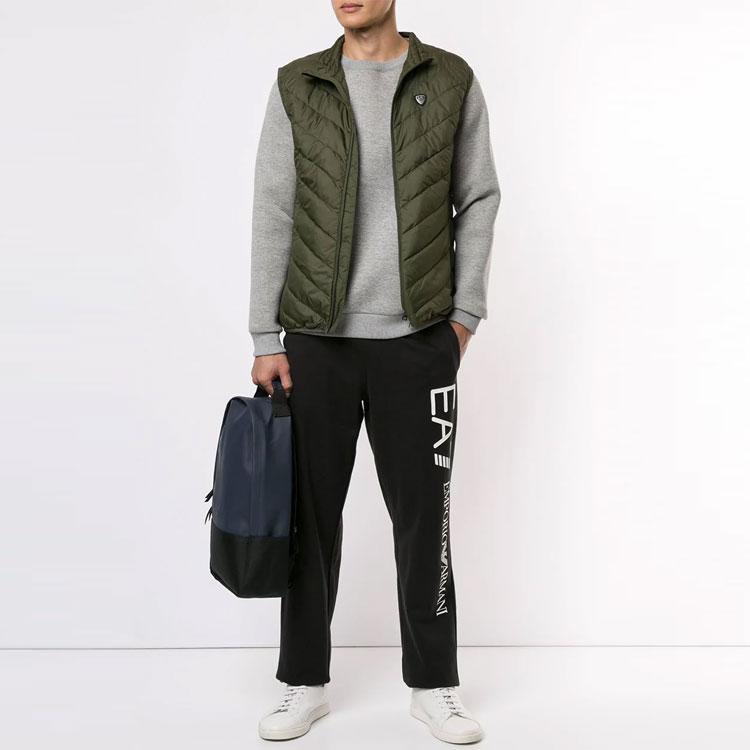Emporio Armani EA7 Letter And Number Print Mid-Rise Tapered Knit Sports Pants Men Bottoms Black 8NPPC2PJ05Z0203