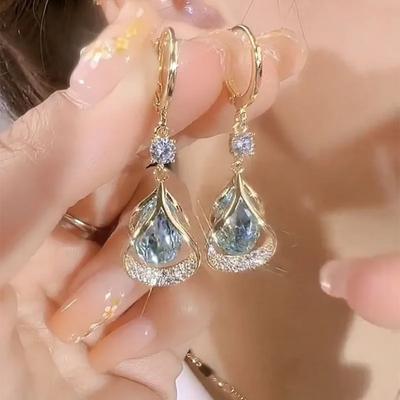 Fashion Elegant Slimming Magnetic Weight Loss Earrings For Women Sparkly Rhinestone Dangle Stone Atic High-Grade Pendants