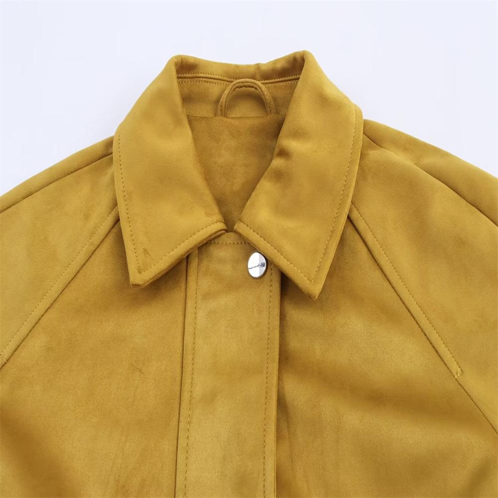 European and American autumn new loose casual American fashion locomotive style zipper lapel long sleeve short jacket