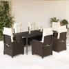 VidaXL 7-Piece Garden Dining Set with Cushions, Table and Chairs with Adjustable Backrest, Outdoor Furniture, 3212769