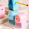Classroom Manual Pencil Sharpener with Shavings Container, Auto Feeding In Adjustable Thickness Sharpener for Student
