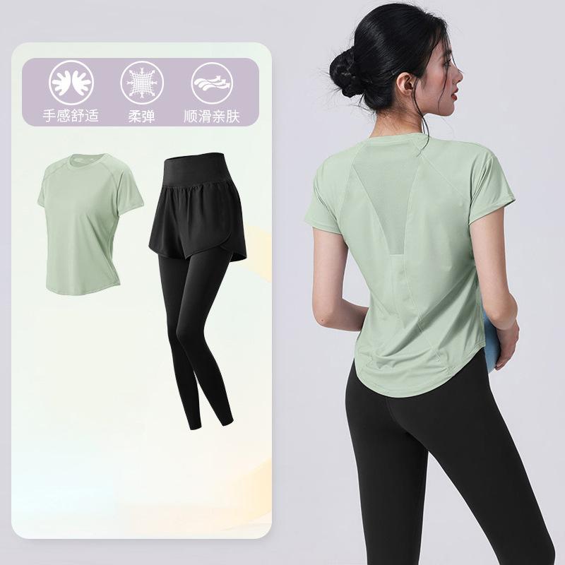Tennis suit women's short-sleeved training clothes outdoor running quick-drying clothes thin badminton T-shirt fitness clothes