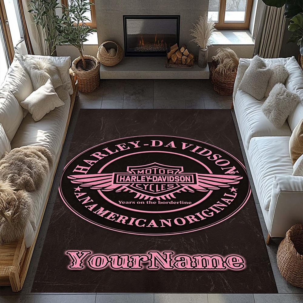Harley-davidson Motorcycles Customizable Name Carpet Perfect for Decorate Room Entryway Bedrooms Dining Room Anti-slip Rug Office Home Decor