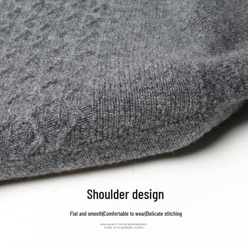 SHANSHAN Men's 100% Lamb Wool Round Neck Thick Warm Knit Sweater