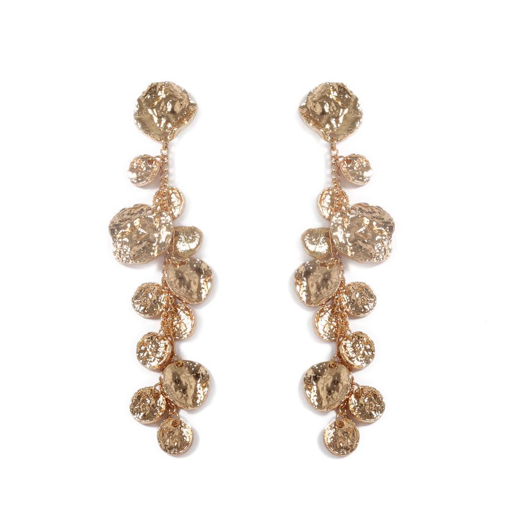 Personality trend retro cold wind long geometric round street pendant earrings, banquet party women's models