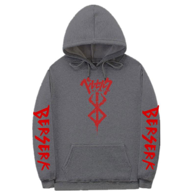 Mens Hooded Fleece Sweatshirt Inspired By Berserk Anime Streetwear Casual Oversized Pullover