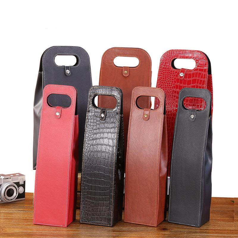 Leather Red Wine Packaging Bags Wine Tote Bags Universal Packaging Carrier Single/Double Bottle Protective Wine Gift Bags