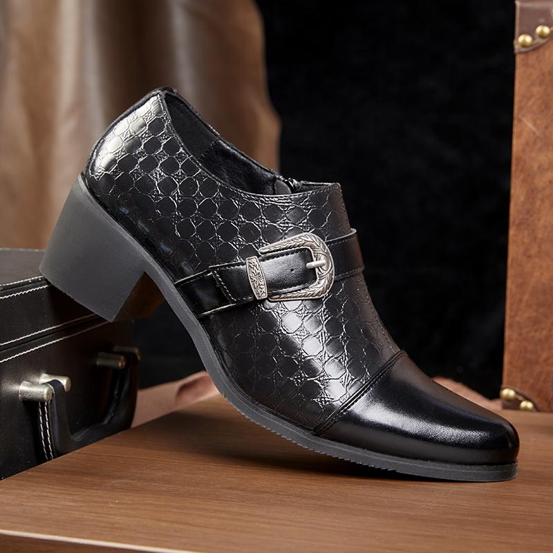 

Модные Ретро Мужские Деловые Туфли-лоферы на Высоком Каблуке Темно-коричневые Мужские Повседневные Удобные и Модные Кожаные Туфли Банкетные Туфли Размеры 39-46 46 чёрный