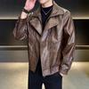 Men's High-End Faux Leather Two-Piece Jacket: 2025 Spring/Autumn/Winter Style - Cool, Handsome & Thickened.