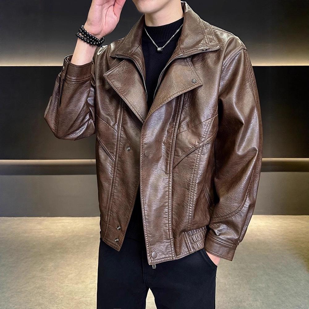 Men's High-End Faux Leather Two-Piece Jacket: 2025 Spring/Autumn/Winter Style - Cool, Handsome & Thickened.