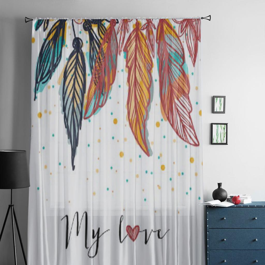 Kolorowe Pióra Przezroczysta Zasłona Do Salonu Nowoczesne Woalowe Tiulowe Zasłony Okienne Do Sypialni Kuchni Draperie