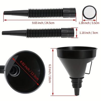 1 Pc Multifuncional Flexível Funil de Combustível Automotivo: Ferramenta de reabastecimento e troca de óleo à prova de derramamento com boca larga e cabo