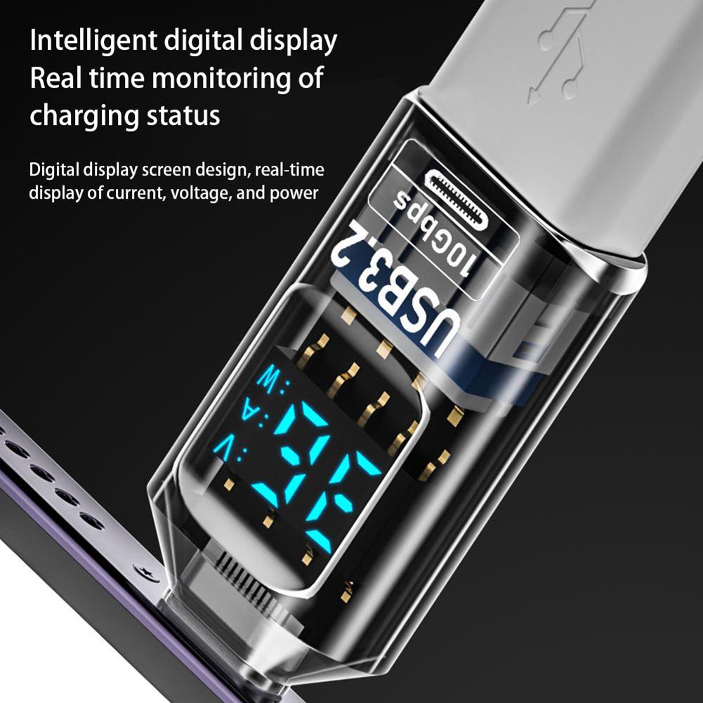 USB 3.2 Digital Display Adapter Fast Charge Data Sync To Smart Phone Laptop 10Gbps Smart Chip Power Meter Tester LED Display