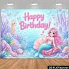 2D Meereswelt Blasen Meerjungfrau Alles Gute zum Geburtstag Kulisse Mädchenparty Fotokabine Hintergrund
