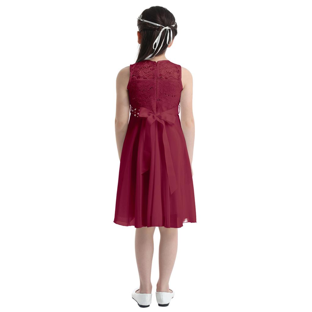 Mädchen Kleid Festlich Hochzeit Prinzessin Spitze Chiffon Partykleid