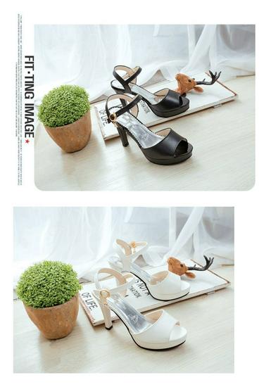 Korean Style Women's Peep-Toe Sandals, Summer 2026 - Versatile High Heels with Single Strap and Waterproof Platform