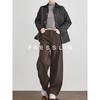 FAESSLIN Women's Retro Corduroy Wide-Leg Curved Trousers