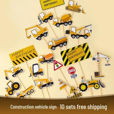 Construction Vehicle Cake Toppers for Kids' Birthday Parties