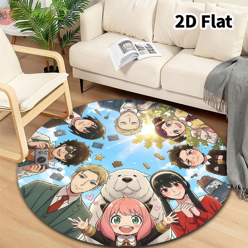 Spy Family Round Area Rug Carpet Rug For Living Room Bedroom Sofa Playroom Decor Nonslip Floor Mat