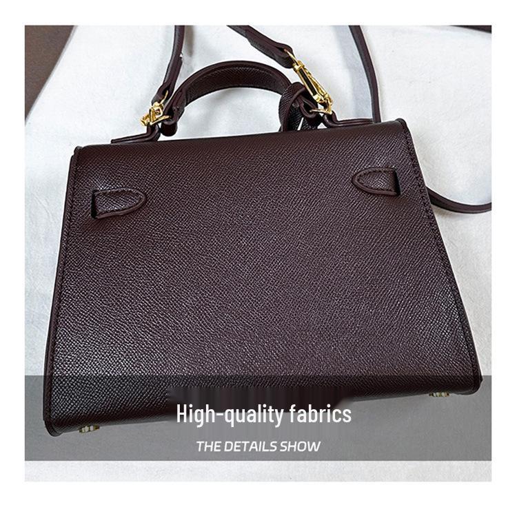 Large Capacity Lychee Pattern Kelly Bag - Versatile Fashion Handbag with Lock Buckle