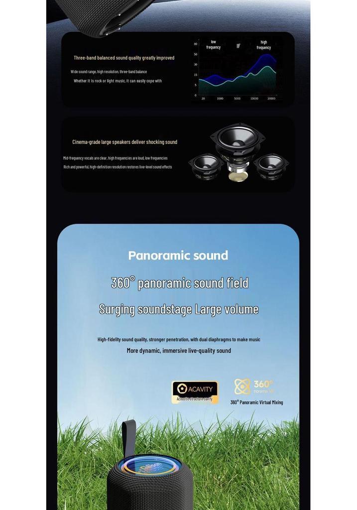 T67 Waterproof Outdoor Bluetooth Speaker with High-Quality Sound for Camping and Cycling