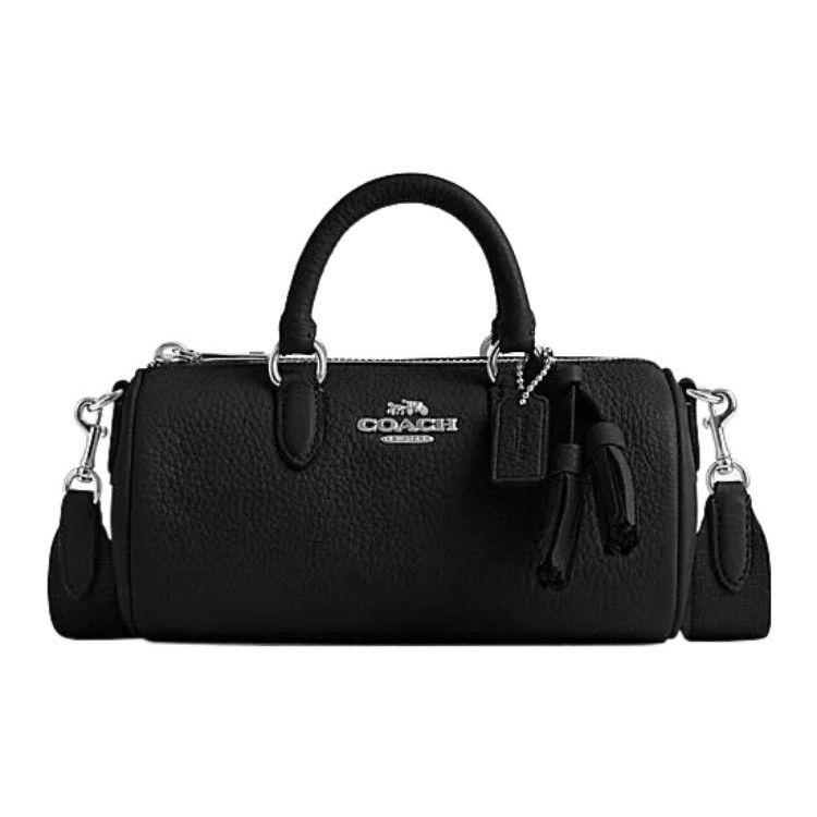 

Coach Lacey 20 Solid Color Letter Logo Zipper Boston Bag Women handbags Black CJ571-SVBK Basic Set (Bag+Dust Bag)