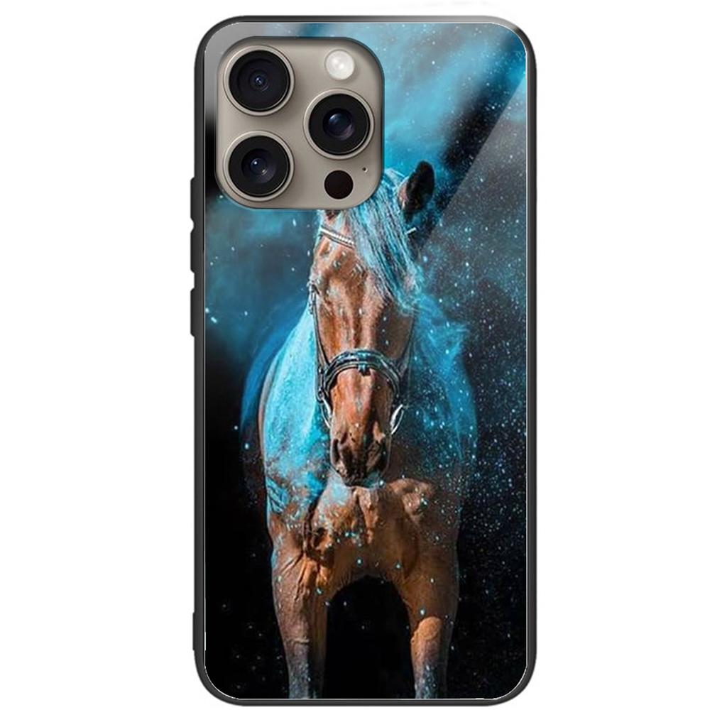 For iPhone 16 Pro Max Case Tempered Glass TPU Drop-Proof Phone Cover Pattern Printing