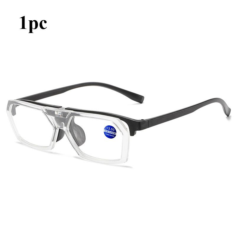 

1/2/3 шт. Очки для чтения с полуободковой оправой, откидные, с большой оправой, защищающие от синего света, универсальная оправа, легкий стиль, прозрачные линзы 3.5 чистый