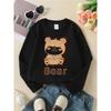 European Sizes Kids' Crewneck Sweatshirt - Bear Pattern Print Design Artwork  , Sportswear And Casual Wear, Soft And Comfortable