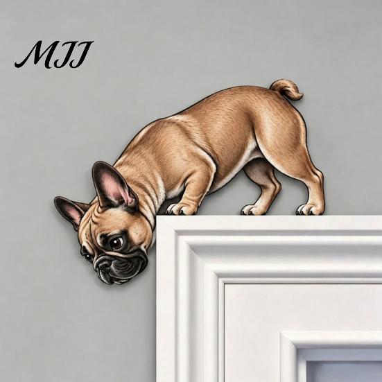 Schnauzer Corner Ornament Wooden Dachshund Door Topper, Cute Handcrafted Dog Sign, Rustic Wall Art Decor Funny Pet Home for Front Porch, Indoor