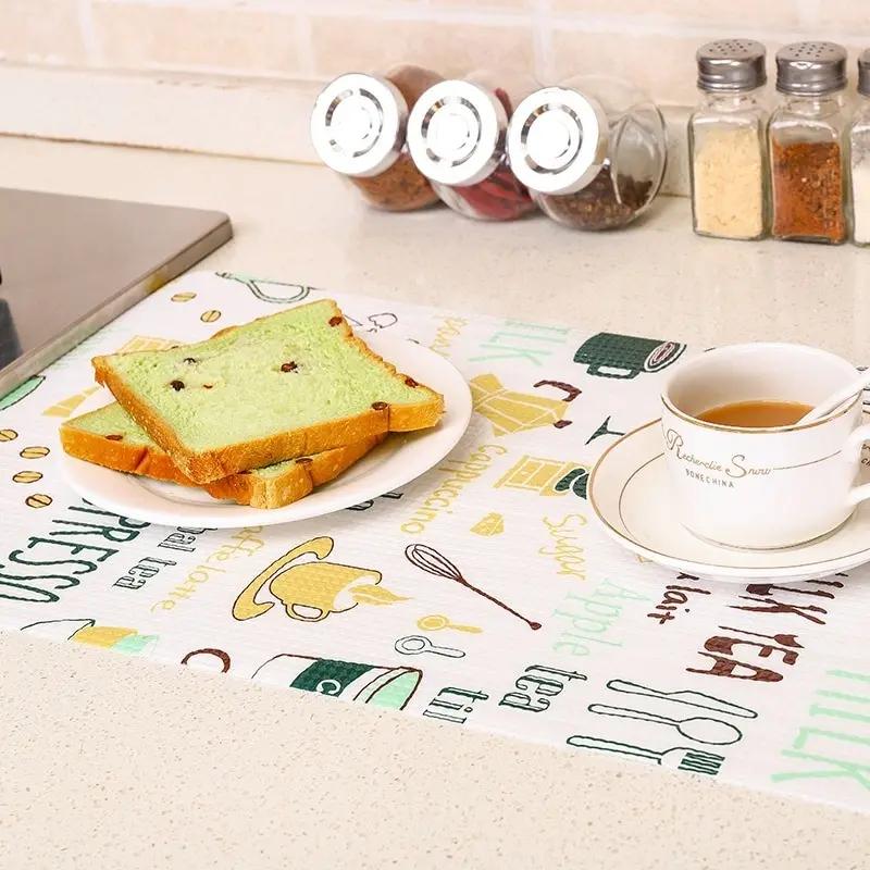 2pcs Waterproof Oil Thickened Kitchen Stickers 2 Roll Can Cut Table Mat Drawers Cabinet Shelf Liners Cartoon Cupboard Placemat