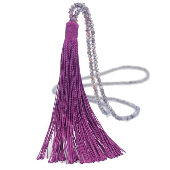 Fashion Women Tassel Pendant Faux Crystal Beaded Long Necklace Jewelry Gift