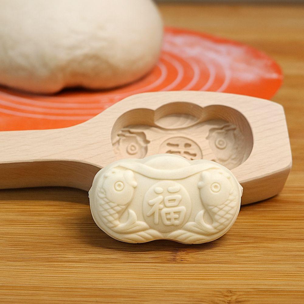 Carved Wood Baozi Mold 3D Mooncake Molds Press Mould Steamed Bread Mold Pastry