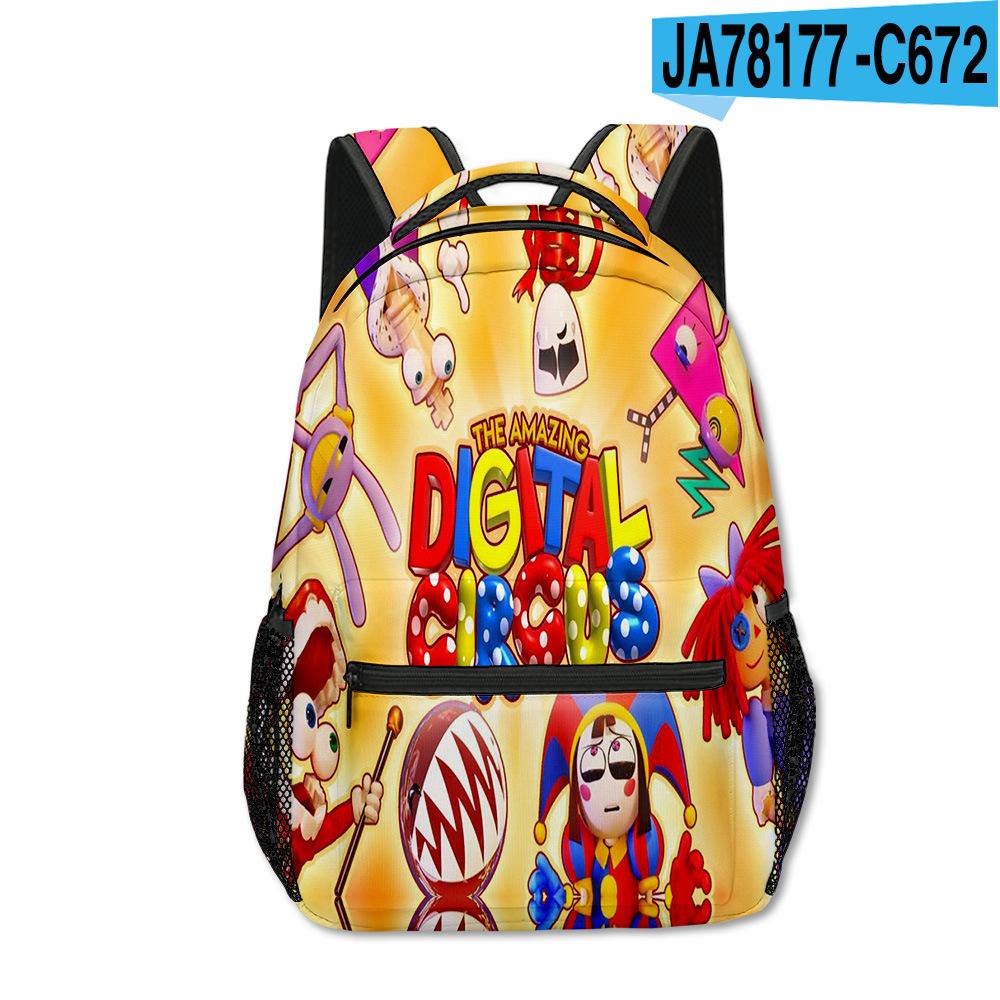 Magic Digital Circus School Bag Elementary And Secondary School Backpack Cartoon Children'S Backpack Men'S And Women'S Casual Backpack Full Print