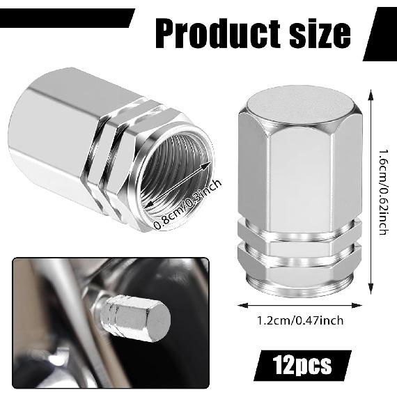 Bewudy 12 PCS Tire Valve Caps, Car Tire Valve Stem Cap, Universal Car Wheel Tires Covers Chrome Valve Stem Caps for Cars, SUV, Truck, Motorcycle,