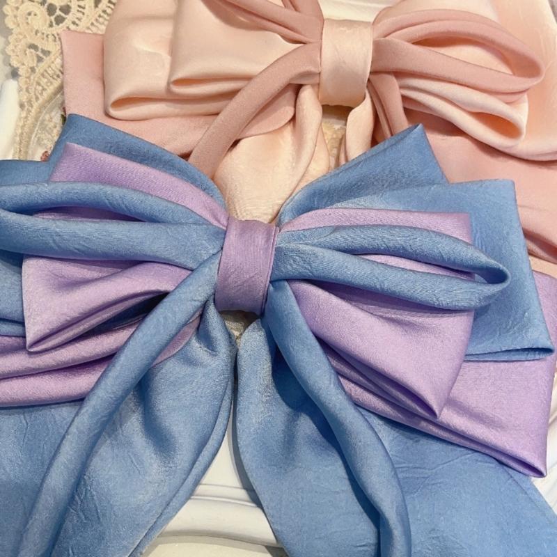 Elegant Purple Hair Bows Clip With Long Ribbon Fashion Headdress Hairpieces Barrette Hairpin For Women And Girls