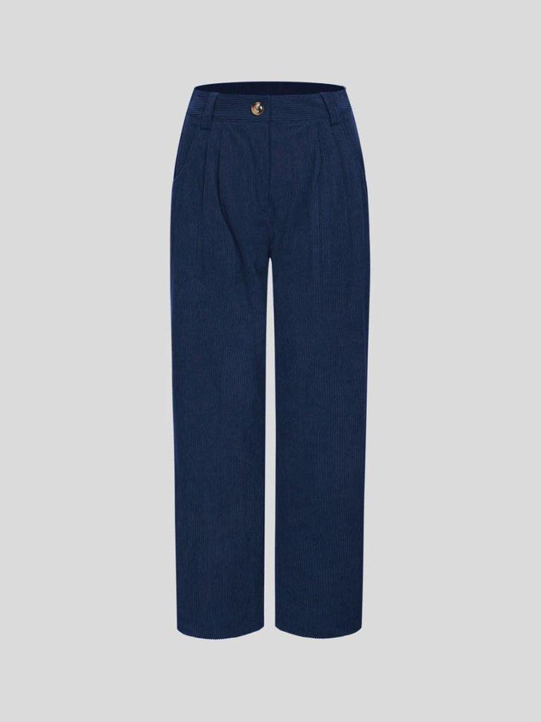 European & American Women's Autumn/Winter Corduroy Long Pants: Solid Color, Plus Velvet, Straight Leg, Loose Fit, Slimming Casual Wear