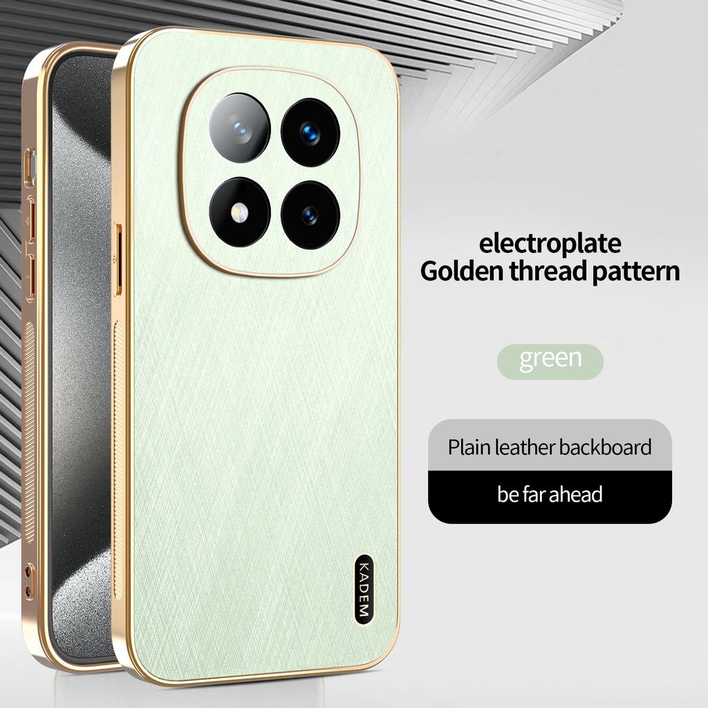 For Xiaomi Redmi Note 14 Pro+ 5G Phone Case Luxury Brushed Leather Electroplated Bumper Soft TPU Cover