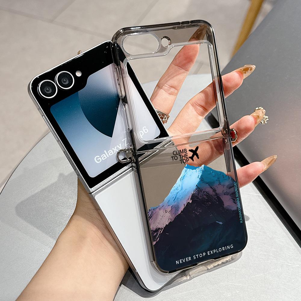 

Mountain Peak Aircraft Metal Connector Phone Case for Samsung Galaxy Z Flip3 Flip4 Flip5 Flip6 Flip7 Candy Color Soft TPU Cover Samsung Z Flip6 5G