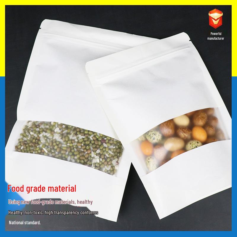 Frosted White Self-Standing Kraft Paper Sealable Food Bag