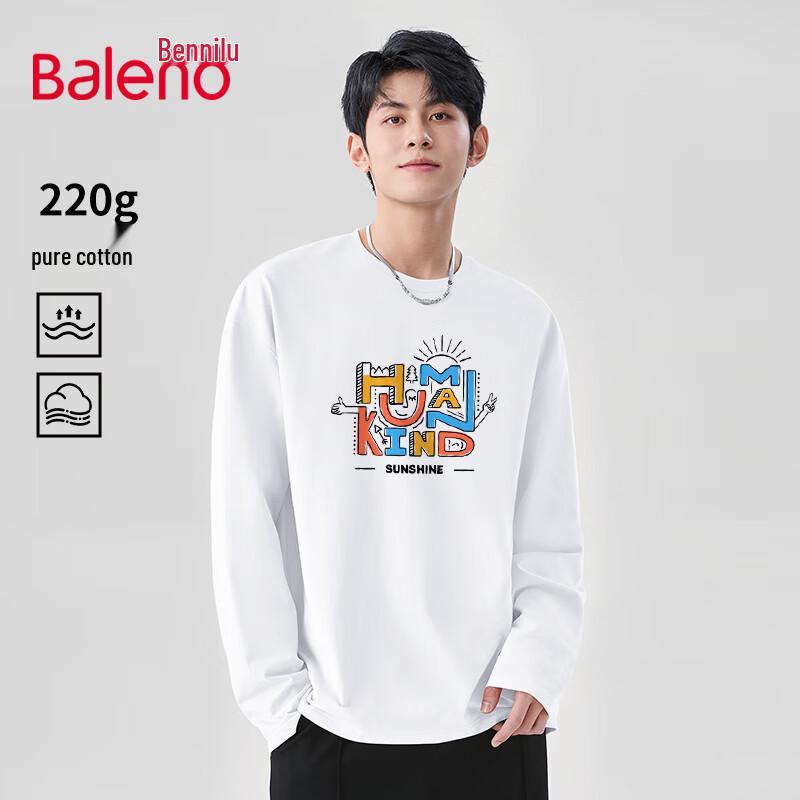 Baleno Men s 2025 Spring Heavyweight Fleece-Lined Long Sleeve T-Shirt XL