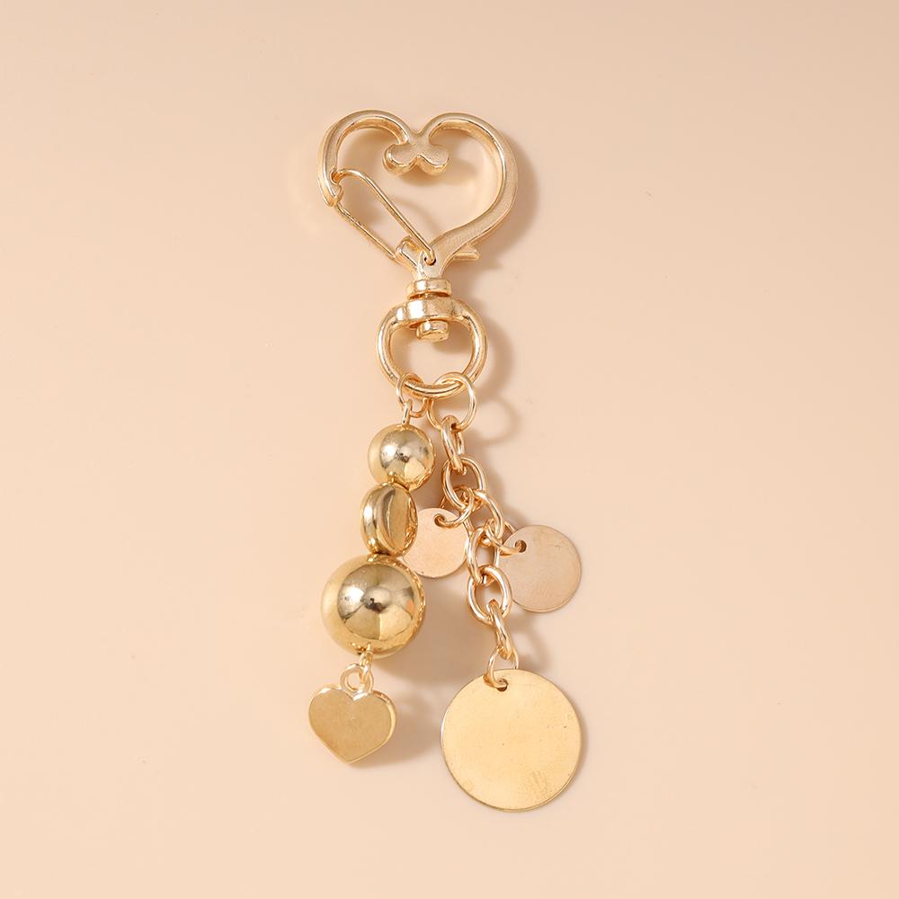

New Alloy Love Heart Keychain Women Girls Pearl Key Ring Pendants Handbag Decor DIY Handmade Jewelry Gift