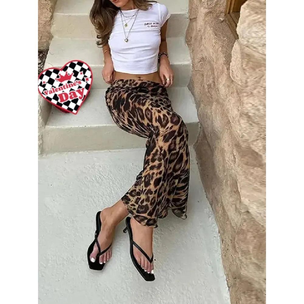 

Женская облегающая юбка-карандаш с леопардовым принтом, миди-юбка длиной до пола, длинные юбки XL коричневый