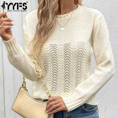 Women's Fashion Casual Fall Winter Solid Color Print Long Sleeve O Neck Sweaters